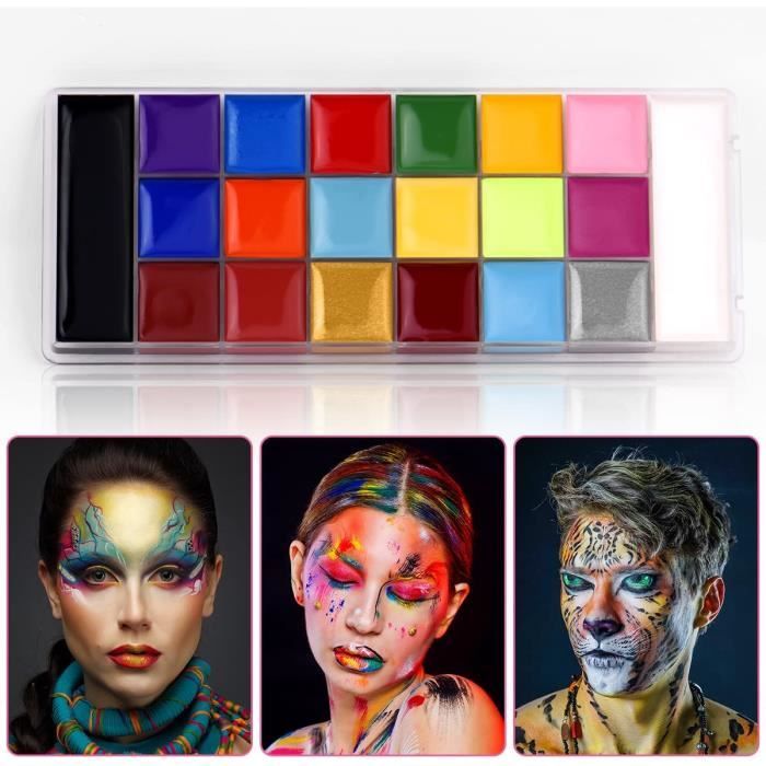 Visage Corps Peinture, 20 Couleurs Visage Peinture à L'huile  Professionnelle Tatouage Maquillage beauté Palette, Pour Halloween -  Cdiscount Au quotidien