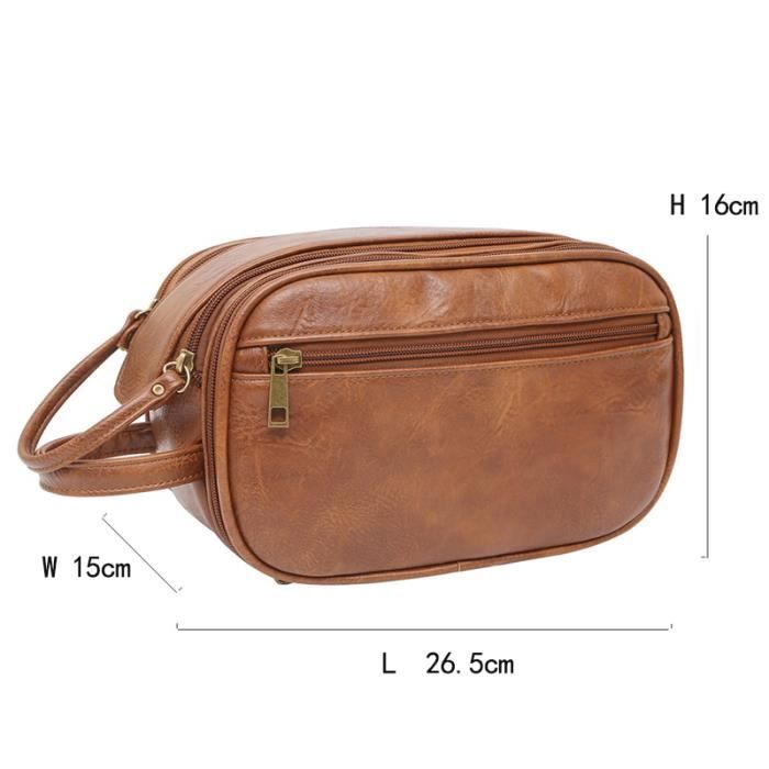 Trousse De Toilette De Voyage Suspendue En Cuir Marron – Grande Taille, Compartiment Humide, Rowallan