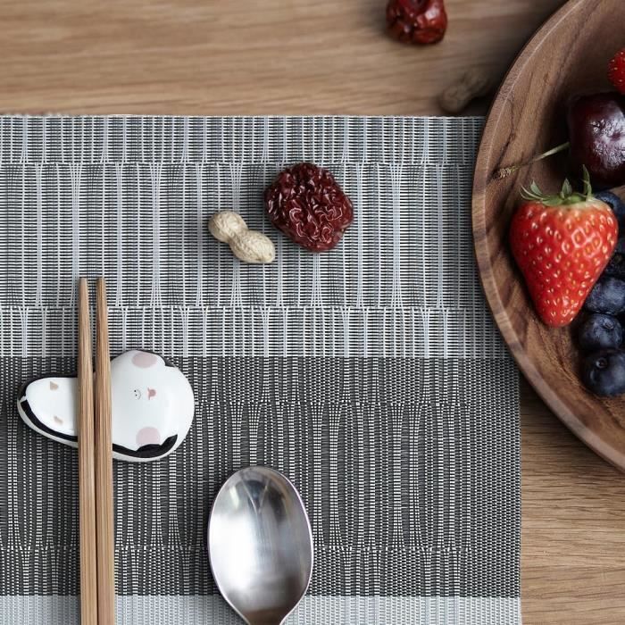 Lot De 4 Sets De Table En Lin Lavable - 32x45 Cm - Antidérapant Et Résistant à La Chaleur (Gris)