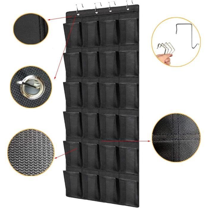 Organiseur De Chaussures Suspendu à La Porte - 24 Poches En Maille Respirante - Dimensions 147 X 53 Cm - Rose - Pour Tous Types De Chaussures - 7