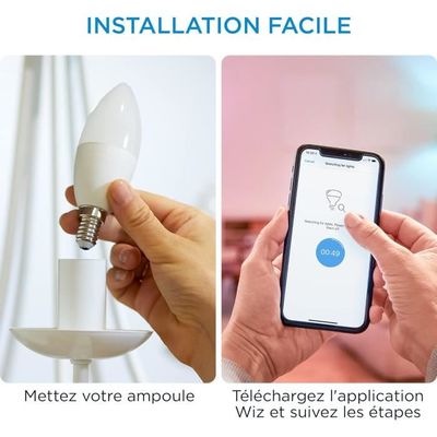 Ampoule Led Connectée Wi-Fi, Flamme E14, Nuances De Blanc, Équivelent 40W,  470 Lumen, Fonctionne Avec Alexa, Google Assistant[J196] - Cdiscount  Bricolage