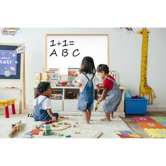 Tableau Blanc Magnétique 60x90 Cm Avec Cadre En Bois - Pour Marqueurs Effaçables Et Aimants, Bureau, école, Maison