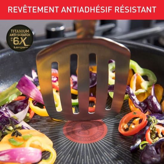 Poêle Wok Tefal Ingenio 26 Cm - Induction - Antiadhésif Titanium - Poignée Amovible - Fabriqué En France