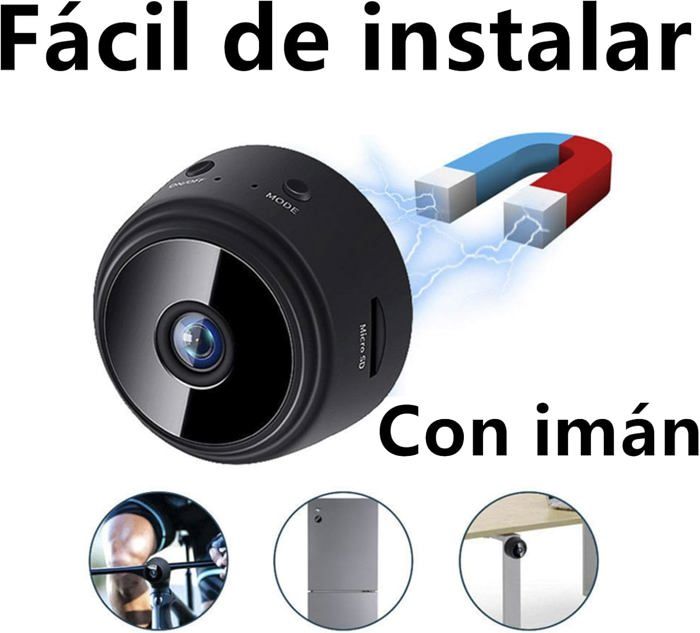 Mini Caméra WiFi 1080P HD - Surveillance Intérieur/extérieur - Batterie Longue Durée - Support Magnétique Rotatif