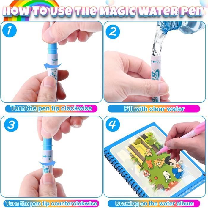 5 Pièces Livre de Dessin Magique de l'eau Magic Water Book