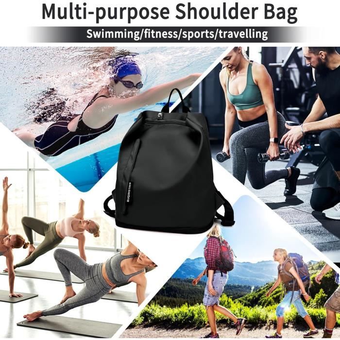 Sac à Dos Gym Léger 21 L – Compartiment Chaussures, Poche Humide, Imperméable – Pour Homme/Femme, Idéal Sport/Quotidien