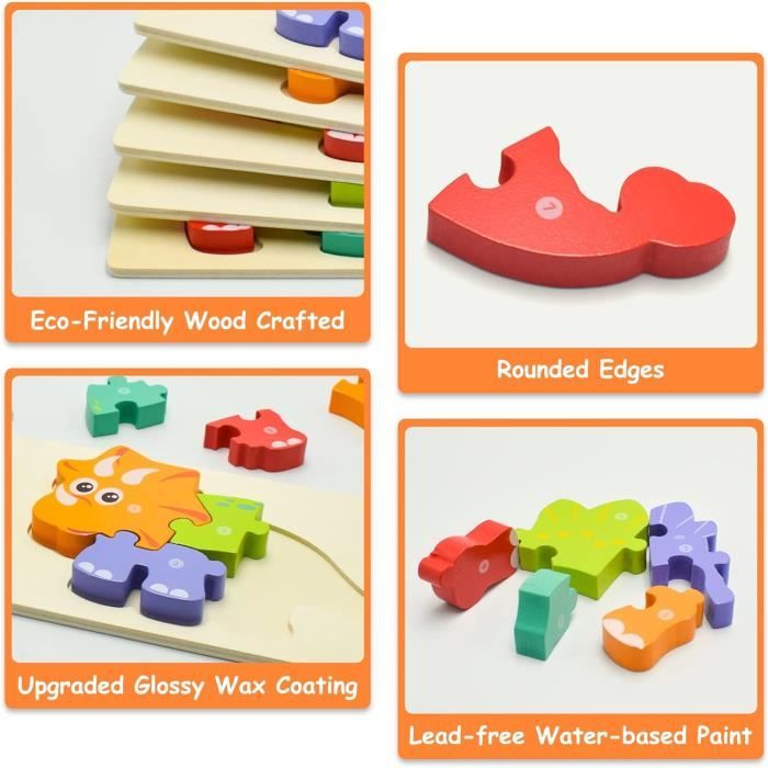 Puzzle en Bois, Jouets Montessori pour Les Enfants de 1 à 3 Ans ...
