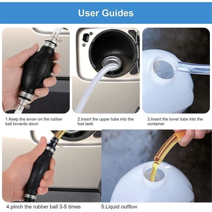 Pompe manuelle portable pour réservoir de carburant de voiture avec siphon de 2 m