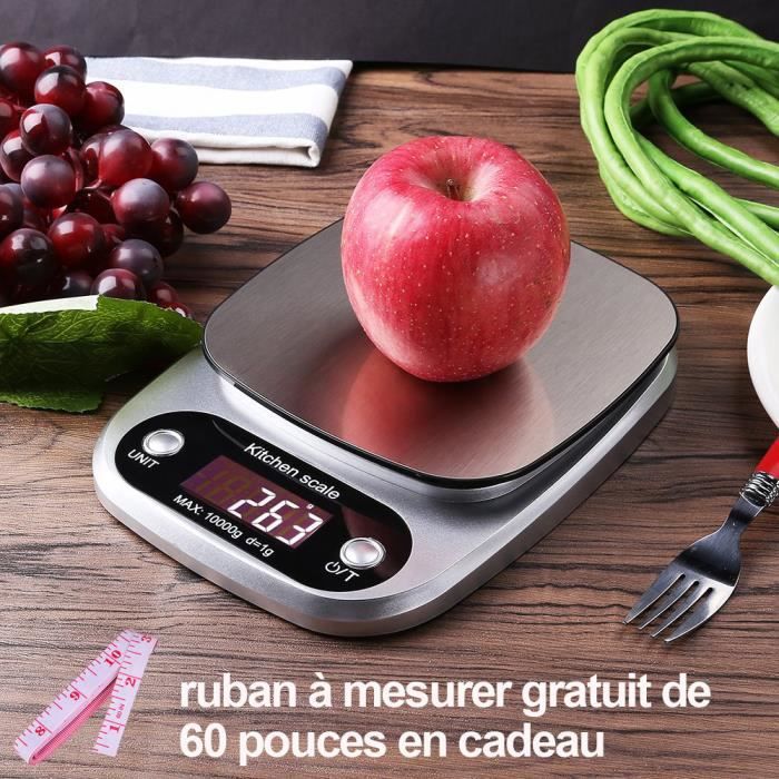 Balance De Cuisine Numérique 10kg - Connectée à Une Appli, Rechargeable, Calcule Les Nutriments - Pour Régime, Pâtisserie, Cuisine Précise