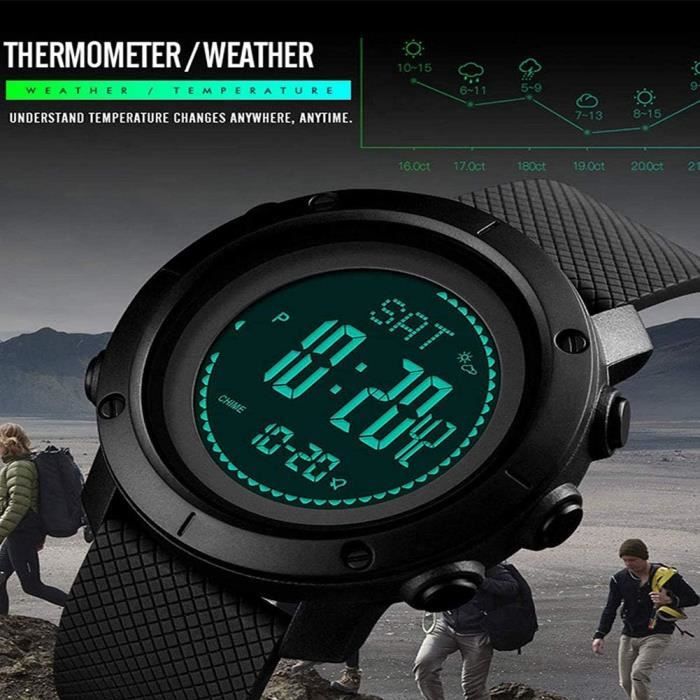 Montre Altimètre Baromètre Multifonction - Étanche 10ATM - Pour Randonnée, Pêche Et Outdoor