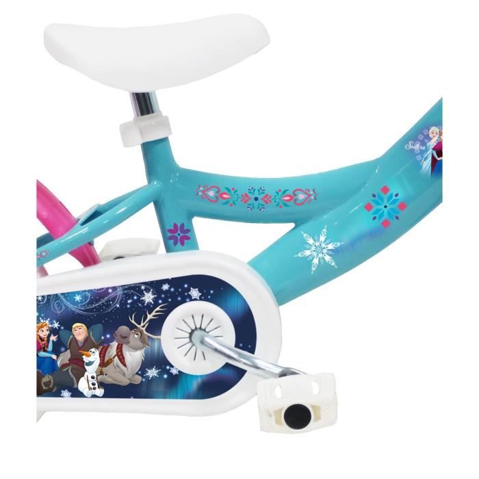 Velo enfant 10 Reine des Neiges avec stabilisateurs panier et garde boues Cdiscount Sport