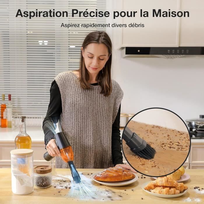 Souffleur Et Aspirateur 2 En 1 Sans Fil SEANCHEER - 180000 Tr/min, Batterie 8000mAh, Lampe LED, Pour PC, Voiture, Maison - 5