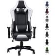 blackpoolal Chaise Gaming Ergonomique Fauteuil Gamer Chaise Gamer avec Repose Pied Fauteuil Gaming avec Support Lombaire Whit[260]-0