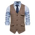 Gilet Homme Tweed Rétro Smoking - Coupe Slim Fit, Col En V, Poches, Tailles S à XXL, Pour Occasions élégantes
