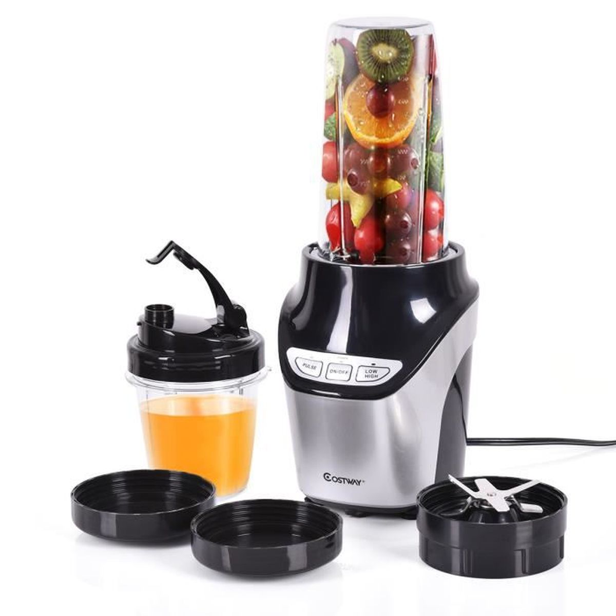 COSTWAY Mixeur Blender Puissant Blender Smoothie Hachoir avec 2 Tasse