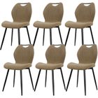 WAFTING Lot de 6 Chaises de Salle à Manger, Chaise de Cuisine, Chaise de salon, Dossier en Tissu et Pieds en Métal, Marron