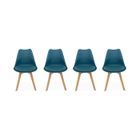 SWEEEK Lot de 4 chaises scandinaves. pieds bois de hêtre. chaises 1 place. bleu canard
