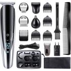 Tondeuse multi-usages HATTEKER - 5 en 1 pour homme - Noir - Acier - 12 accessoires inclus