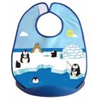 Bavoir Ramasse-tout Pingouin - dBb Remond - Dimensions 34 cm x 28,5 cm - Jersey et plastique - Couleur turquoise