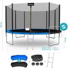 PLAY4FUN Trampoline ø427cm - 14FT Filet extérieur - Matelas réversible bleu et noir, Echelle - Deluxe