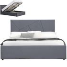 MEUBLER DESIGN Lit coffre velours DAMARD - Velours Gris - 160x200