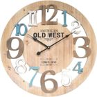 Mobili Rebecca Horloge Murale Bois Bleu Blanc Design Urban 50x50x4,5