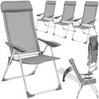 Chaises de jardin - TECTAKE - Lot de 4 assises d'extérieur MAURINE pliantes en aluminium avec nuque rembourrée - Gris