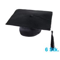 Lot de 6 Toque étudiant diplômé Chapeau laurea Tocco Dr hut noir avec pendentif taille unique Convenable aux adultes