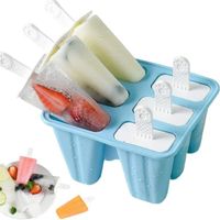 ZUYOO 6 Popsicle Moule à Glace en Silicone Réutilisables Ice Cream Moule Bricolage pour Enfants et Adultes - Sans BPA Bleu