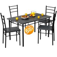 CASARIA® Ensemble LEO table avec 4 chaises anthracite MDF métal laqué Ensemble 5 pièces pour salle à manger cuisine
