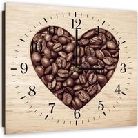 Horloge murale, Un cœur fait de grains de café (I-14183) 40x40 cm