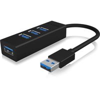 ICY BOX Hub USB 4 Voies 3.0 avec câble intégré en Aluminium Noir - IB-HUB1419-U3