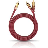 Oehlbach NF Y-Sub 200 - Cable Y-Cinch Subwoofer - 2X Cinch/1x Cinch - Cable Flexible avec Blindage Efficace - 2 m - Rouge