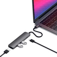 Satechi Adaptateur Multi-Ports Slim Type-C avec USB-C Pass-Through, HDMI 4K, USB 3.0  Comp avec MacBook Pro /Air M2 2022, Mac