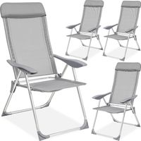 TECTAKE Lot de 4 chaises de jardin MAURINE Pliable doté d'un tissu Textilene et d'un cadre en aluminium - Gris