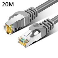 20M Câble Ethernet Cat6 Câble Réseau Plat RJ45 Haut Débit Blindé 1Gbps 250MHz  Compatible avec Routeur Modem(Gris)