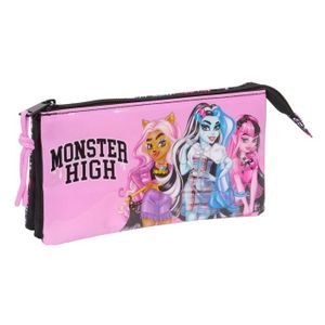 Mowtential Trousse 3 Compartiments 39 Pièces 2025 - Trousse Scolaire Fille Rose Licorne, Double Fermeture Éclair, Set Complet Crayons & Accessoires