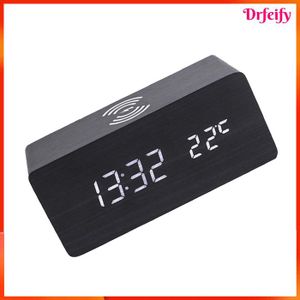 Réveil En Bois T’NB Avec Charge Sans Fil 10W – Horloge Digitale Élégante, 3 Alarmes, Luminosité Auto !