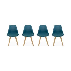 Lot De 4 Chaises Scandinaves Sinlikon - Dossier Respirant, Coussin Mousse Épaisse - Pieds Bois - Noir 80x47x42cm