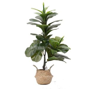 FLEUR ARTIFICIELLE Plante artificielle Ficus lyrata avec pot tissé- Ø