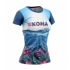 TENUE DE RUNNING T-shirt Running Femme - OTSO - Kona - Bleu - Manches Courtes
