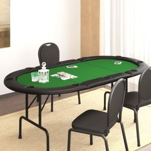 TABLE DE JEU CASINO Table de poker pliable 10 joueurs Vert 206x106x75 
