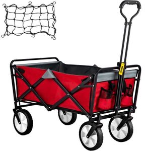 CHARIOT - DESSERTE VEVOR Chariot Pliable Jardin Acier Enduit Poudre Poignée Réglable 80 kg Rouge