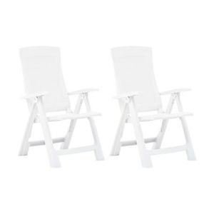 CHAISE LONGUE Chaises inclinables de jardin 2 pcs Plastique Blanc  105309