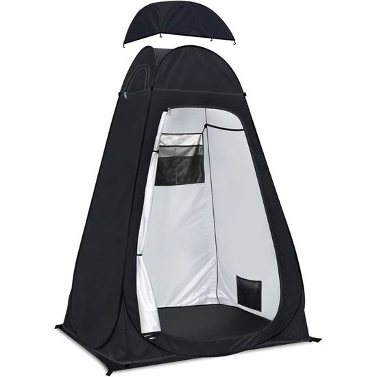 Tente Pop-Up Douche/Toilette De Camping 120x120x190 Cm – Anti-UV, Compacte, Légère, Tissu Polyester 210T Argenté