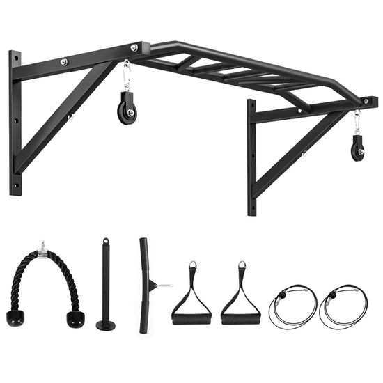Barre De Traction Murale Multifonctionnelle Avec Station Dips – Noire – 2 Ans Garantie