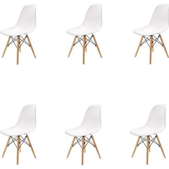 Ensemble de 6 chaises, Design rétro Bois Chaise de Salle à Manger, Chaise de Bureau, Chaise de Salon
