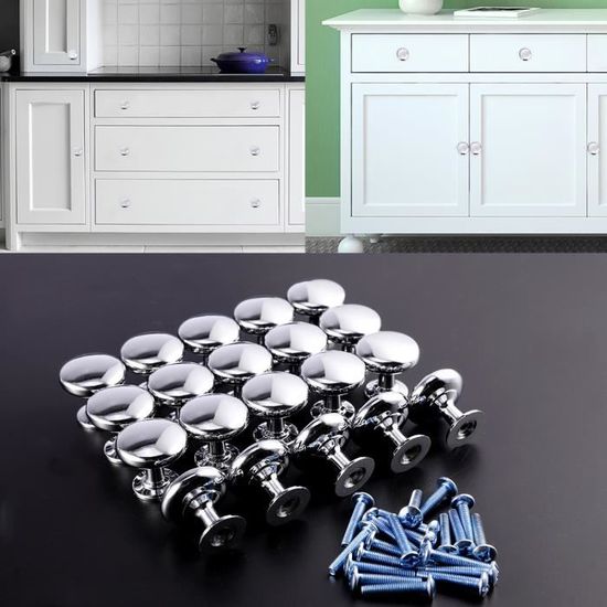 20x Boutons Porte Tiroir en zinc Poignée Placard Armoire Meuble Cabinet cuisine chambre décoration 27x25.5mm + vis