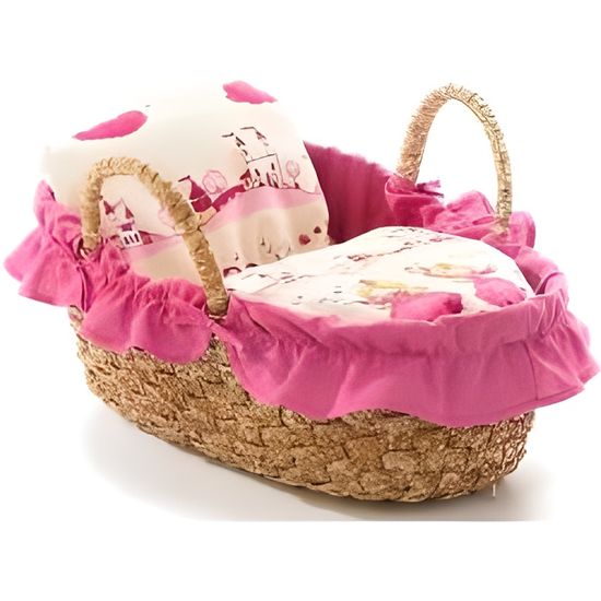 Couffin garni rose pour poupee 36 cm - Accessoire poupon