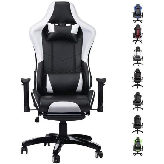 blackpoolal Chaise Gaming Ergonomique Fauteuil Gamer Chaise Gamer avec Repose Pied Fauteuil Gaming avec Support Lombaire Whit[260]